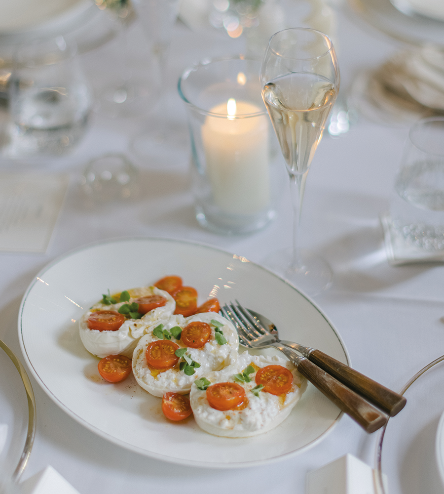 Burrata and champagne