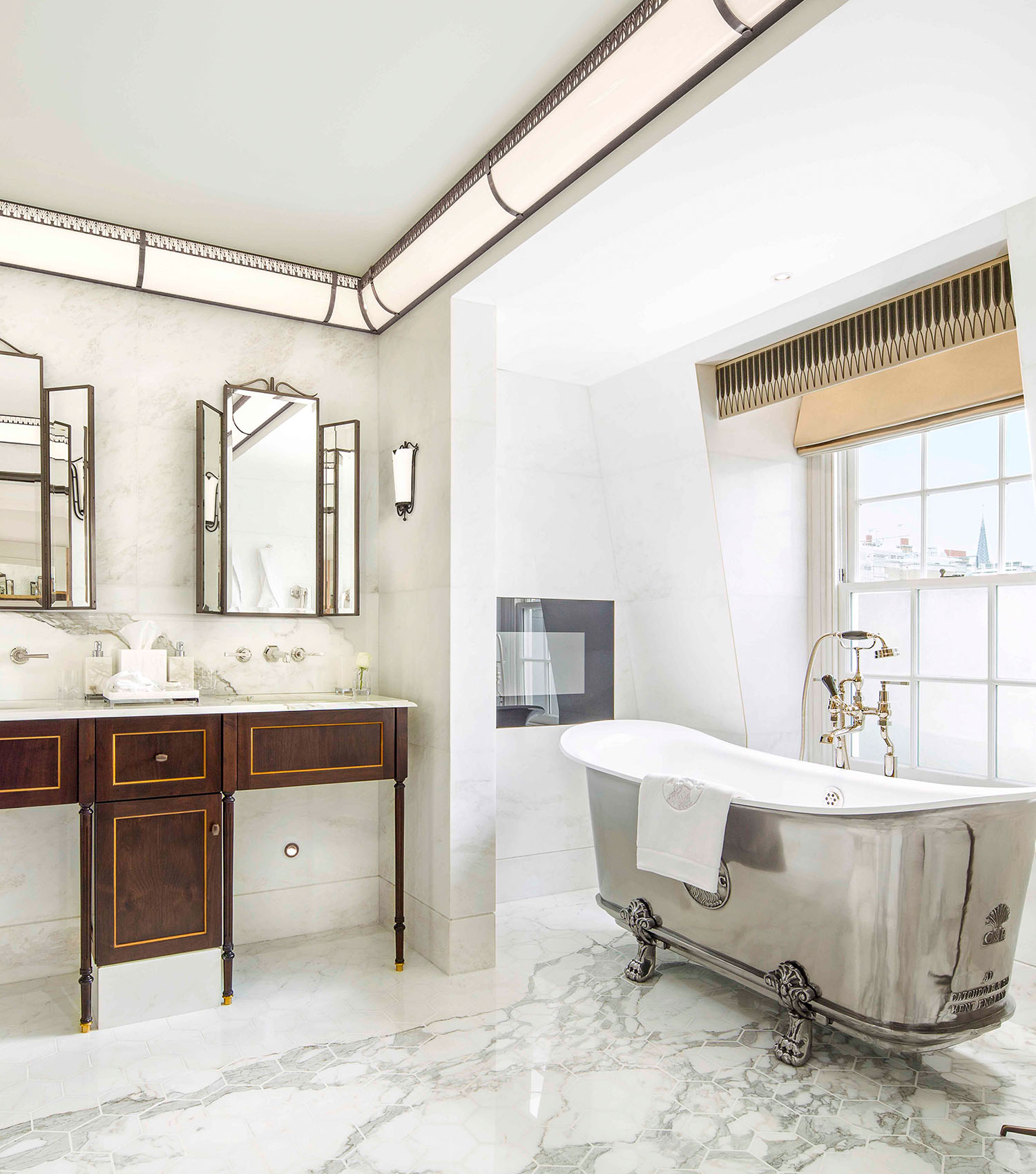 Penthouse marble bathroom