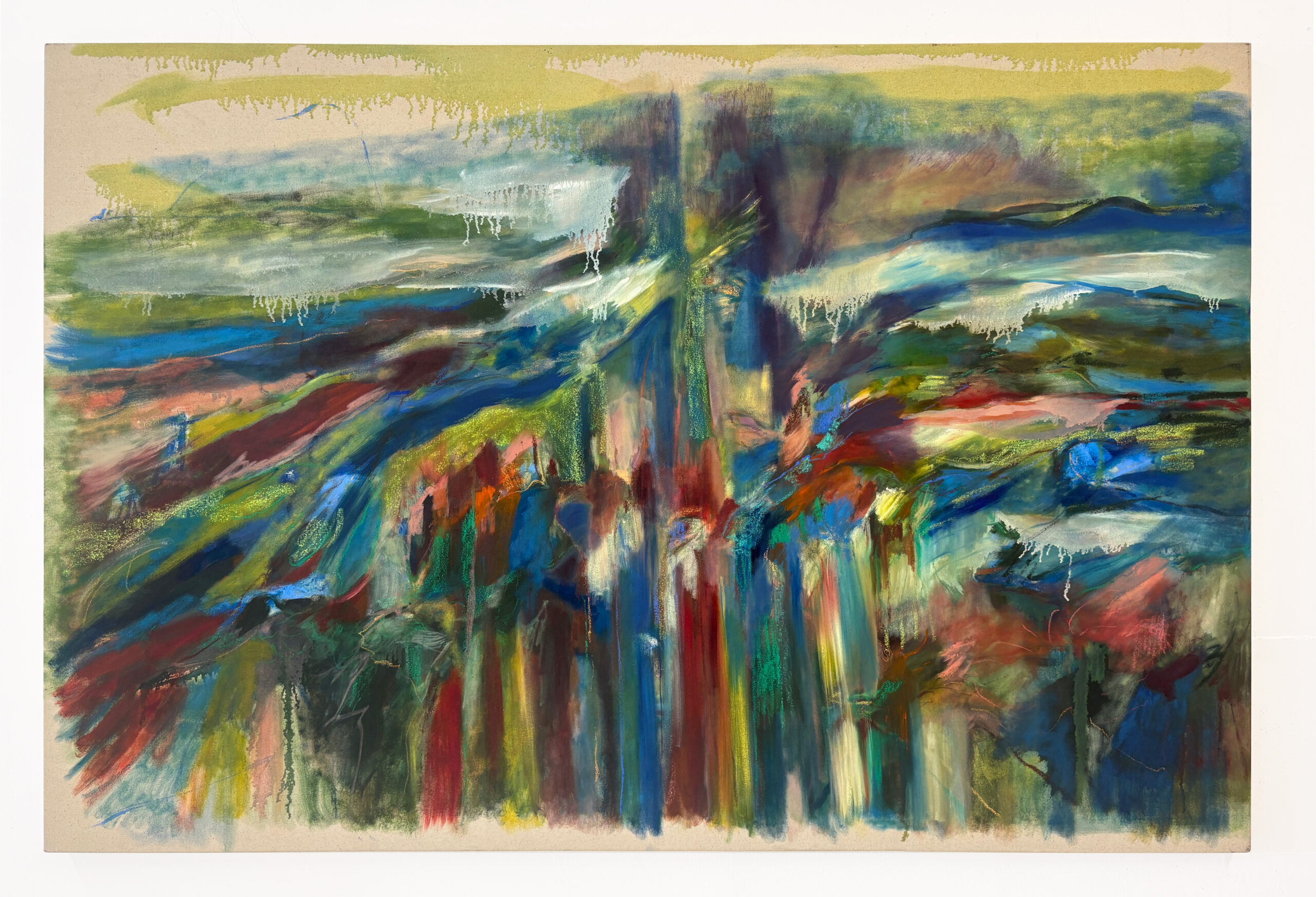 Stretch my Hands oil and pastel on canvas 48x72inch